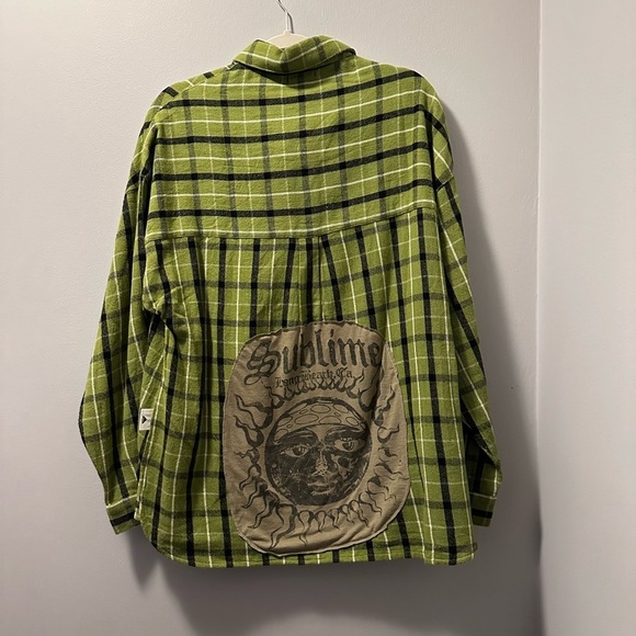 Sublime Green Plaid flannel up cycle - Picture 1 of 6